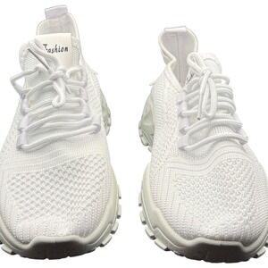 Fashion‎ White Knit Chunky Platform Sneakers Mens Womens Size 39 Low Top Shoes
